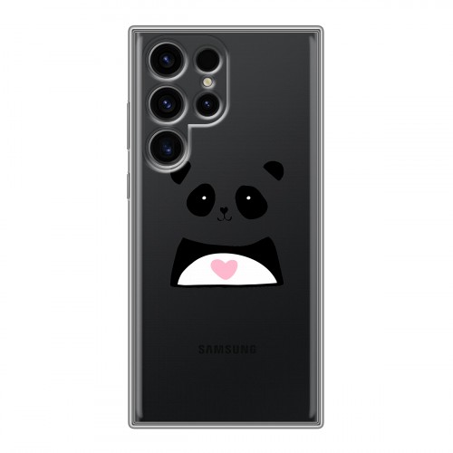 Полупрозрачный дизайнерский силиконовый чехол для Samsung Galaxy S24 Ultra Прозрачные панды - смайлики
