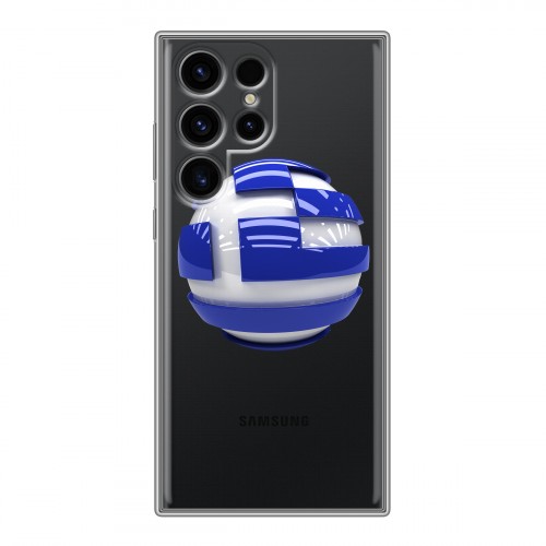 Полупрозрачный дизайнерский пластиковый чехол для Samsung Galaxy S24 Ultra флаг греции