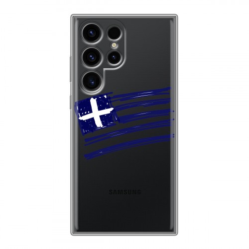 Полупрозрачный дизайнерский пластиковый чехол для Samsung Galaxy S24 Ultra флаг греции