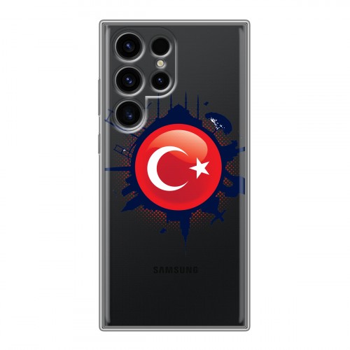 Полупрозрачный дизайнерский пластиковый чехол для Samsung Galaxy S24 Ultra Флаг Турции