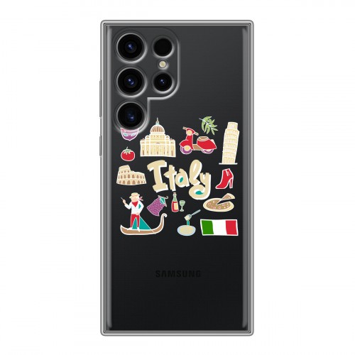 Полупрозрачный дизайнерский пластиковый чехол для Samsung Galaxy S24 Ultra Флаг Италии
