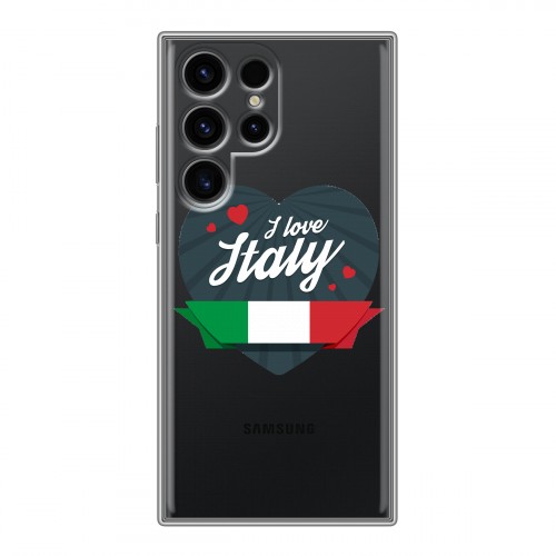 Полупрозрачный дизайнерский пластиковый чехол для Samsung Galaxy S24 Ultra Флаг Италии