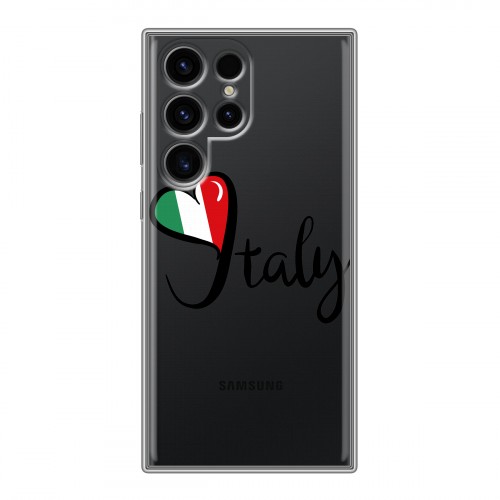 Полупрозрачный дизайнерский силиконовый чехол для Samsung Galaxy S24 Ultra Флаг Италии