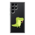 Полупрозрачный дизайнерский силиконовый чехол для Samsung Galaxy S24 Ultra Прозрачные крокодилы