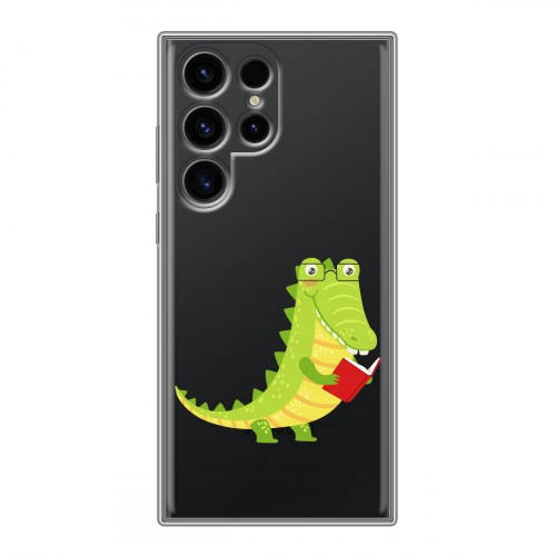 Полупрозрачный дизайнерский силиконовый чехол для Samsung Galaxy S24 Ultra Прозрачные крокодилы