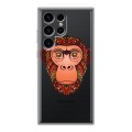 Полупрозрачный дизайнерский пластиковый чехол для Samsung Galaxy S24 Ultra Прозрачные обезьяны