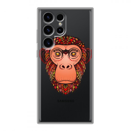 Полупрозрачный дизайнерский пластиковый чехол для Samsung Galaxy S24 Ultra Прозрачные обезьяны
