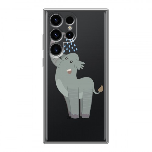 Полупрозрачный дизайнерский пластиковый чехол для Samsung Galaxy S24 Ultra Прозрачные слоны