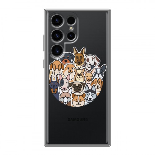 Полупрозрачный дизайнерский силиконовый чехол для Samsung Galaxy S24 Ultra Прозрачные собаки