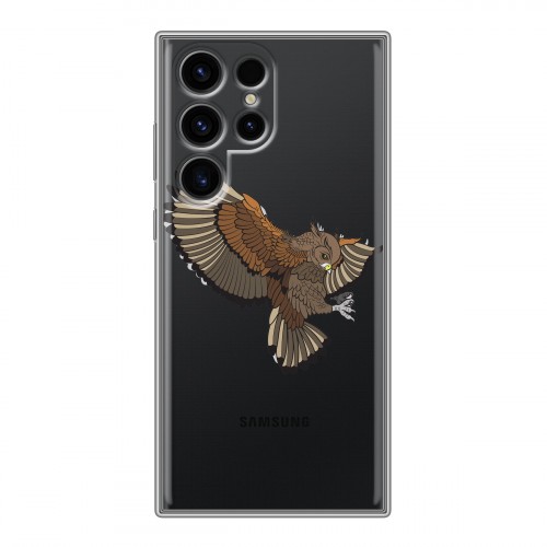 Полупрозрачный дизайнерский пластиковый чехол для Samsung Galaxy S24 Ultra Прозрачные совы
