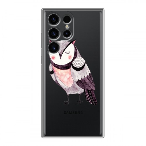 Полупрозрачный дизайнерский пластиковый чехол для Samsung Galaxy S24 Ultra Прозрачные совы