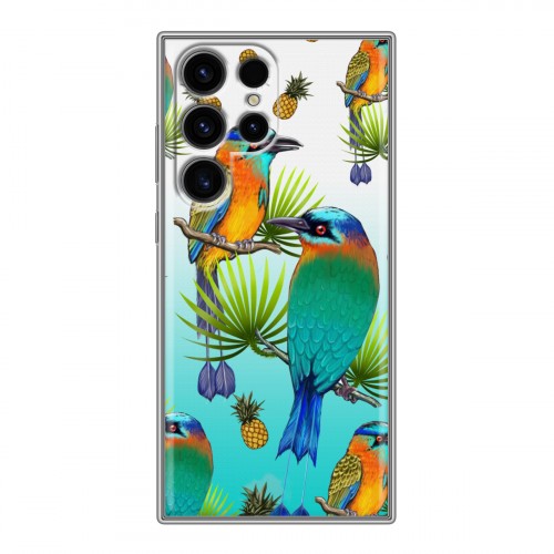 Дизайнерский силиконовый чехол для Samsung Galaxy S24 Ultra Птицы и фрукты