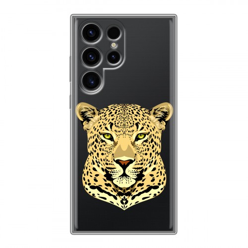 Дизайнерский силиконовый чехол для Samsung Galaxy S24 Ultra Прозрачные леопарды