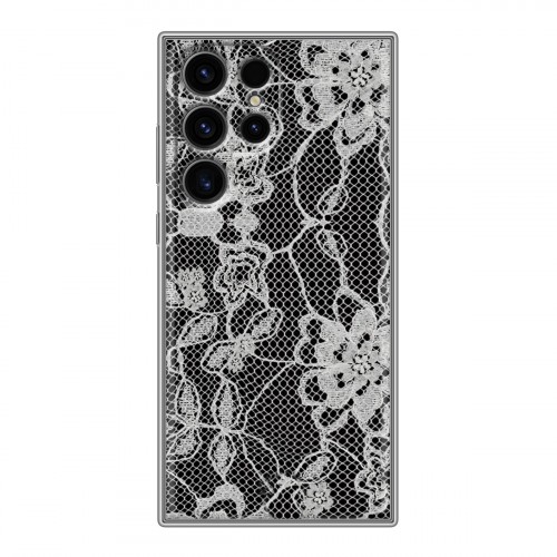 Дизайнерский силиконовый чехол для Samsung Galaxy S24 Ultra Черные кружева