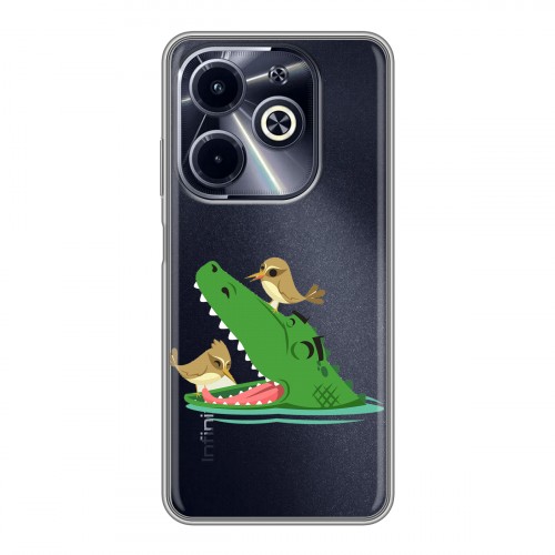 Полупрозрачный дизайнерский пластиковый чехол для Infinix Hot 40i Прозрачные крокодилы