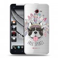Полупрозрачный дизайнерский пластиковый чехол для HTC Butterfly S Собаки 