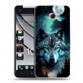 Дизайнерский пластиковый чехол для HTC Butterfly S Волк и луна
