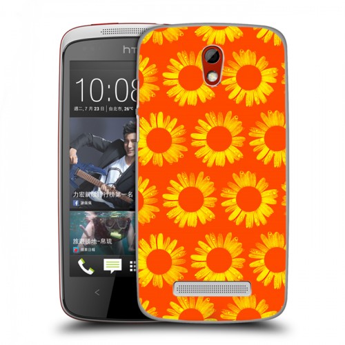 Дизайнерский пластиковый чехол для HTC Desire 500 Монохромные цветы