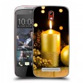 Дизайнерский пластиковый чехол для HTC Desire 500 Новогодние свечки