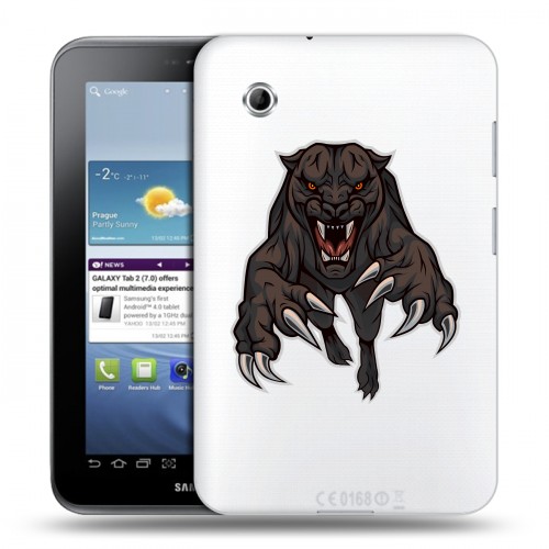 Дизайнерский силиконовый чехол для Samsung Galaxy Tab 2 7.0 Прозрачные леопарды