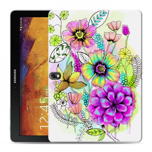 Дизайнерский силиконовый чехол для Samsung Galaxy Note 10.1 2014 editon Цветочная акварель