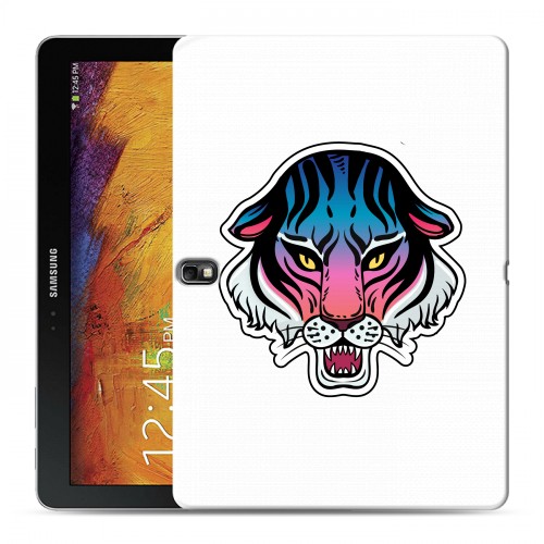 Дизайнерский силиконовый чехол для Samsung Galaxy Note 10.1 2014 editon Прозрачные леопарды