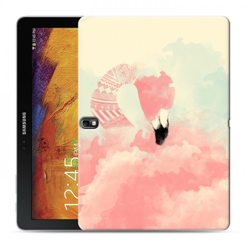 Дизайнерский силиконовый чехол для Samsung Galaxy Note 10.1 2014 editon Розовые фламинго