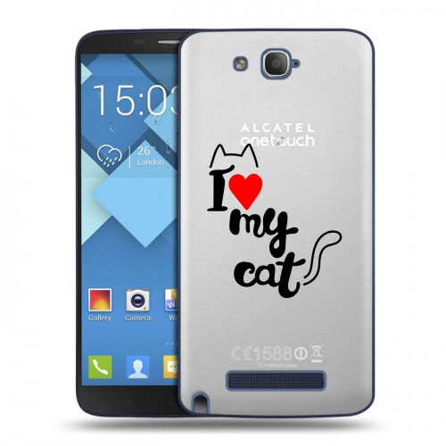 Полупрозрачный дизайнерский пластиковый чехол для Alcatel One Touch Hero Прозрачные кошки