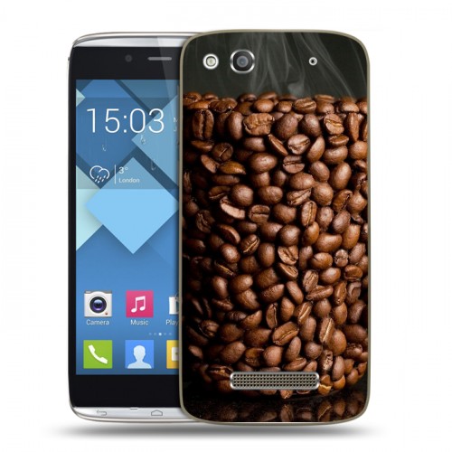 Дизайнерский пластиковый чехол для Alcatel One Touch Idol Alpha кофе текстуры