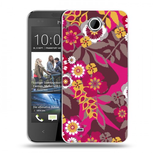 Дизайнерский пластиковый чехол для HTC Desire 300 Цветочные паттерны