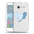 Полупрозрачный дизайнерский пластиковый чехол для Alcatel One Touch Pop C5 Прозрачные слоны