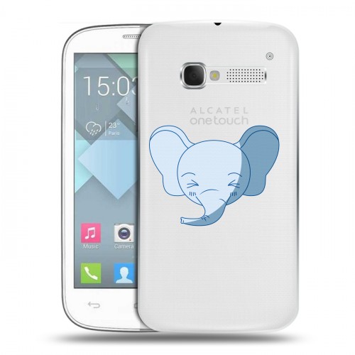 Полупрозрачный дизайнерский пластиковый чехол для Alcatel One Touch Pop C5 Прозрачные слоны