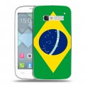 Дизайнерский пластиковый чехол для Alcatel One Touch Pop C5 Флаг Бразилии