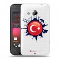 Полупрозрачный дизайнерский пластиковый чехол для HTC Desire 200 Флаг Турции