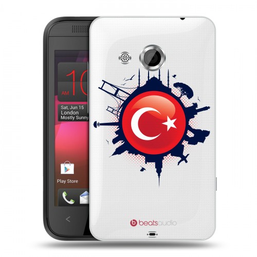 Полупрозрачный дизайнерский пластиковый чехол для HTC Desire 200 Флаг Турции