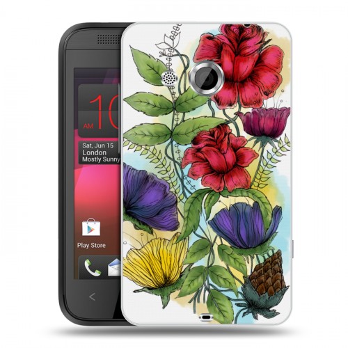 Дизайнерский пластиковый чехол для HTC Desire 200 Цветочная акварель