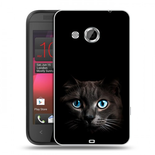 Дизайнерский пластиковый чехол для HTC Desire 200 Кот в темноте