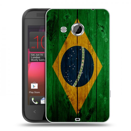 Дизайнерский пластиковый чехол для HTC Desire 200 Флаг Бразилии
