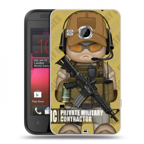 Дизайнерский пластиковый чехол для HTC Desire 200 Армейцы мультяшки