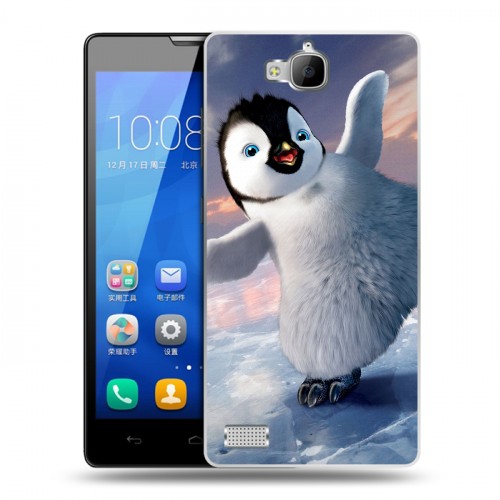 Дизайнерский пластиковый чехол для Huawei Honor 3c Пингвины