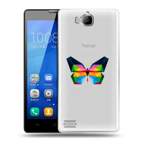 Полупрозрачный дизайнерский пластиковый чехол для Huawei Honor 3c прозрачные Бабочки 