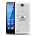 Полупрозрачный дизайнерский пластиковый чехол для Huawei Honor 3c прозрачные Бабочки 
