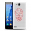 Полупрозрачный дизайнерский пластиковый чехол для Huawei Honor 3c Прозрачные черепа 2
