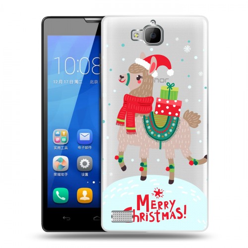 Полупрозрачный дизайнерский пластиковый чехол для Huawei Honor 3c Новый год