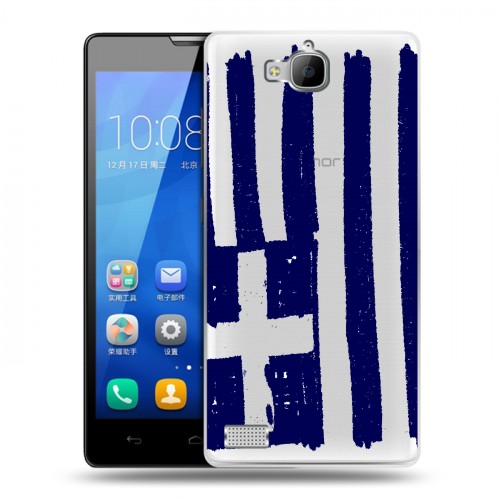 Полупрозрачный дизайнерский пластиковый чехол для Huawei Honor 3c флаг греции