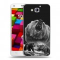 Дизайнерский пластиковый чехол для Huawei Honor 3x Схватка медведей