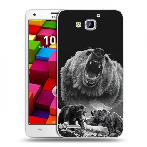 Дизайнерский пластиковый чехол для Huawei Honor 3x Схватка медведей