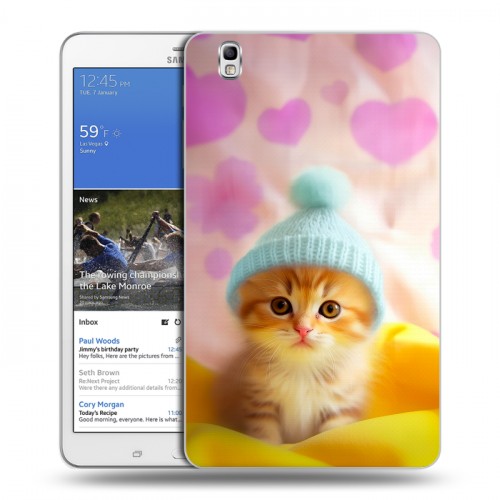 Дизайнерский силиконовый чехол для Samsung Galaxy Tab Pro 8.4 Котенок в шапке