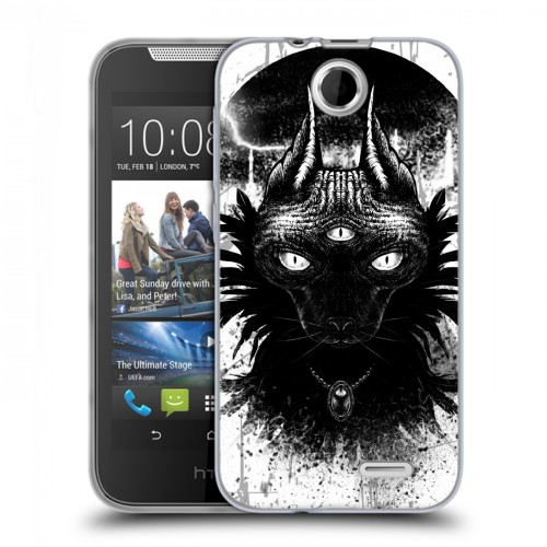 Дизайнерский силиконовый чехол для HTC Desire 310 Мистические кошки