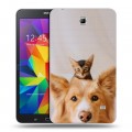 Дизайнерский силиконовый чехол для Samsung GALAXY Tab 4 7.0 Собака и котенок